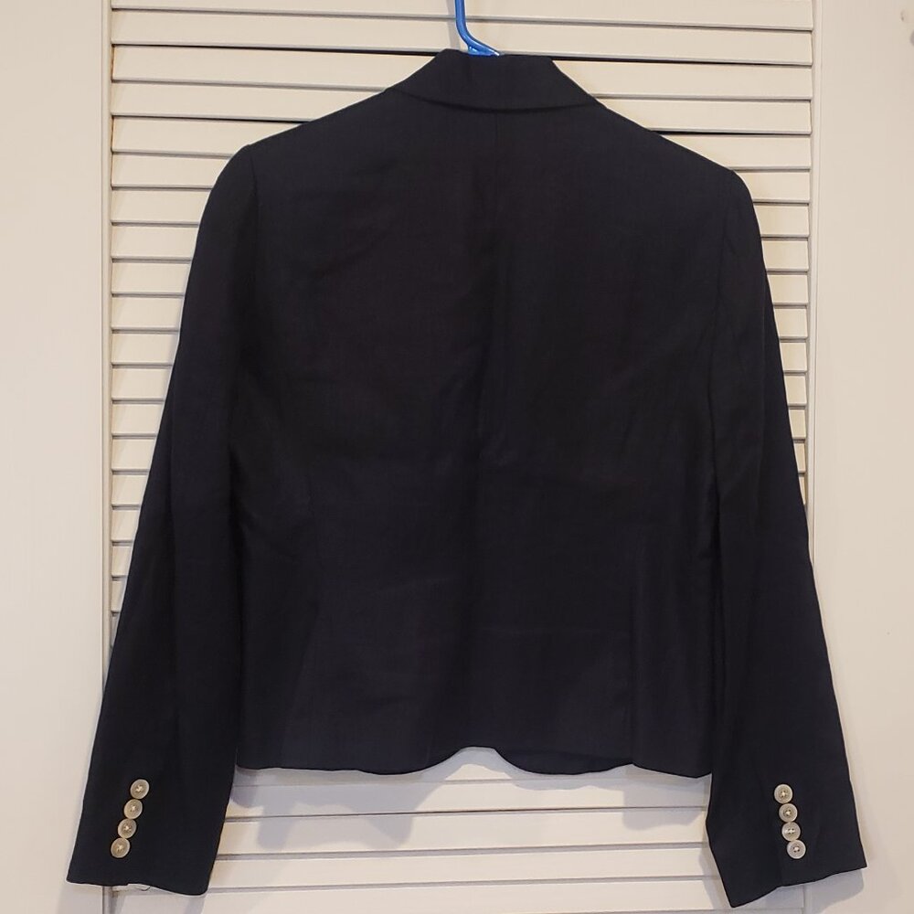 Lauren Ralph Lauren 100% Linen Navy Blue button Blazer Womens size 8 Petite - Picture 2 of 4